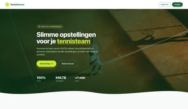 DeTennisPlanner applicatie interface